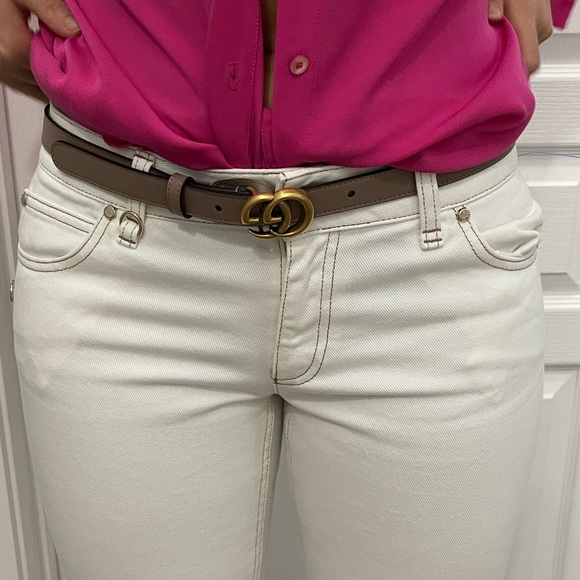 Gucci crop pants cream with tan stitch - Picture 4 of 10